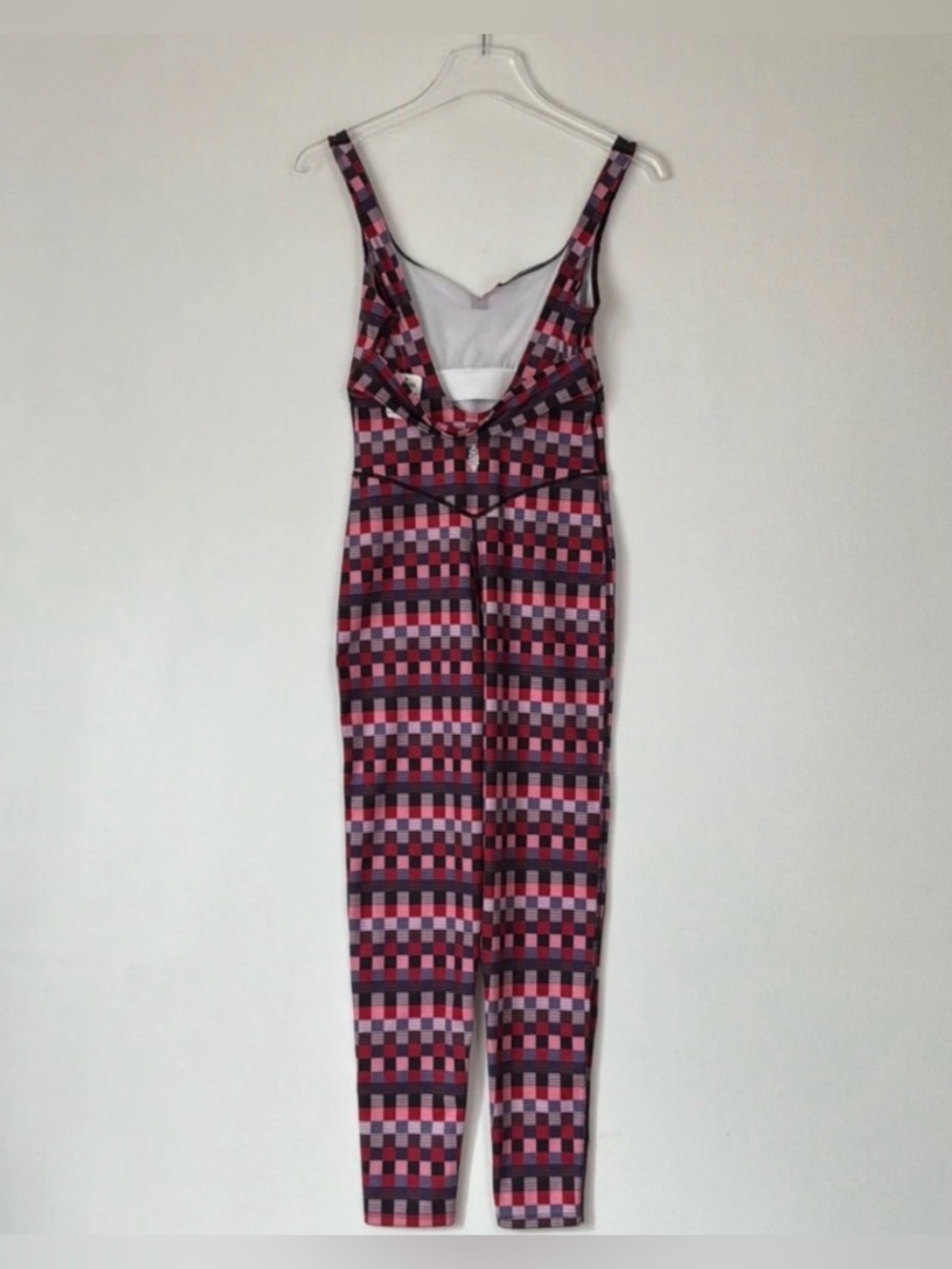 FP Movement by Free People Pink & Black Checkered Stretch Jumpsuit - Picture 4 of 10